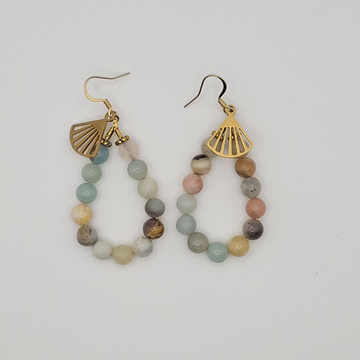 Boucles d’Oreilles Amazonite & Pendentif Doré – Harmonie et Douceur au Quotidien.