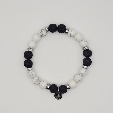 Bracelet Calme et Ancrage – Howlite & Pierre de Lave.