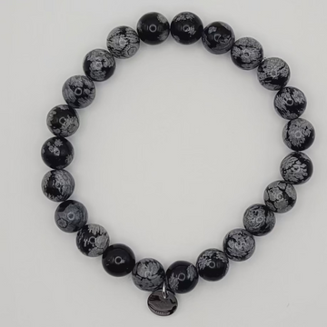 Bracelet Bouclier d’Ombre – Obsidienne flocons de neige.