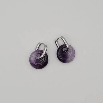 Boucles Créoles Argentées – Donut Améthyste 18 mm