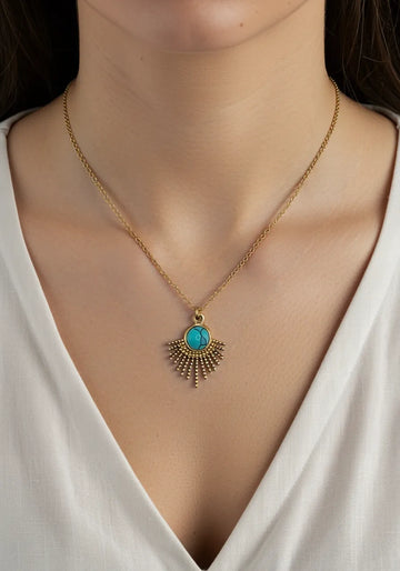 Collier Pendentif Turquoise Bleue