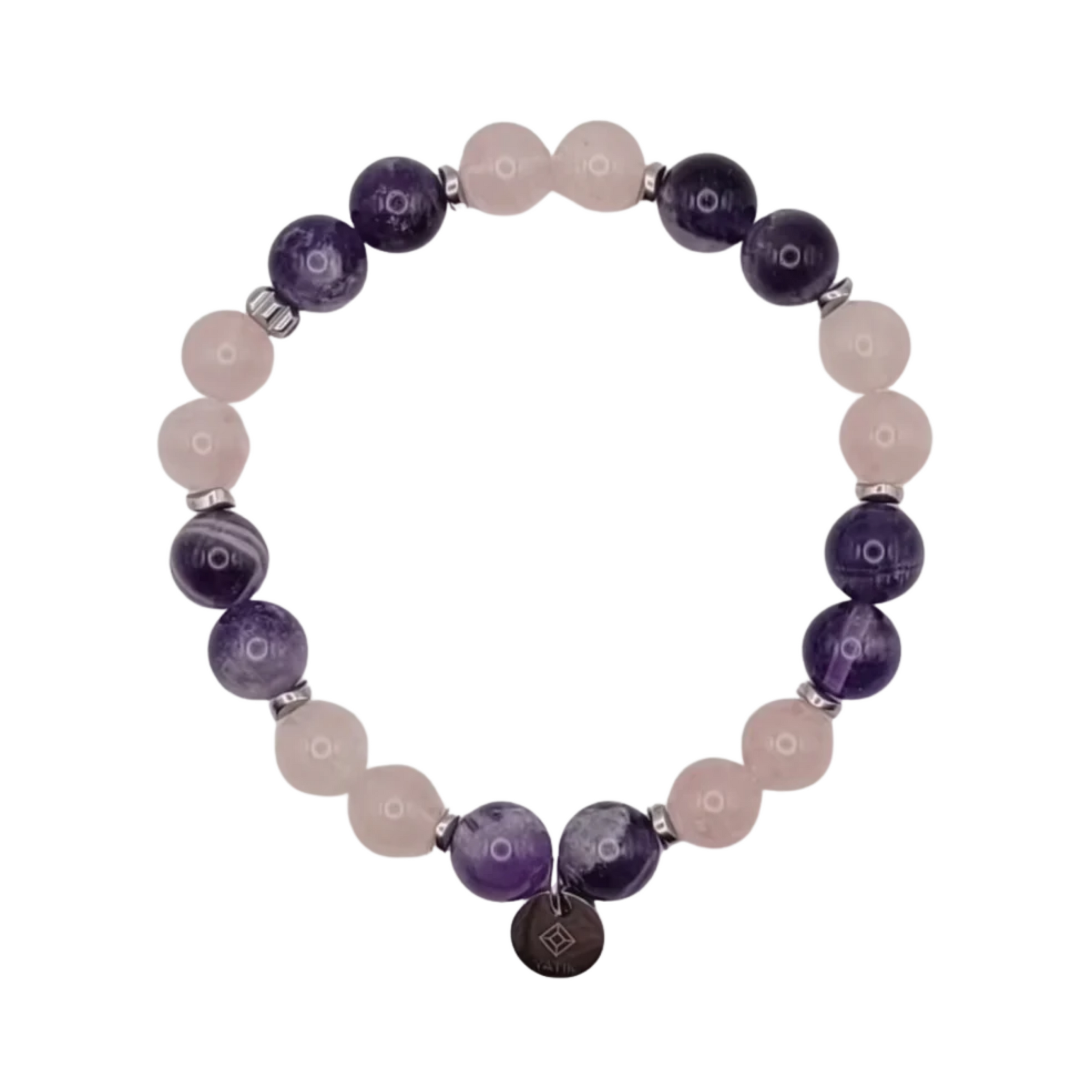 Bracelet Cœur Apaisé – Quartz Rose & Améthyste