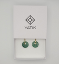 Boucles d’oreilles créoles dorées – Donut Aventurine verte 18 mm.