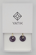 Boucles d’oreilles créoles dorées – Donut Améthyste 18 mm.