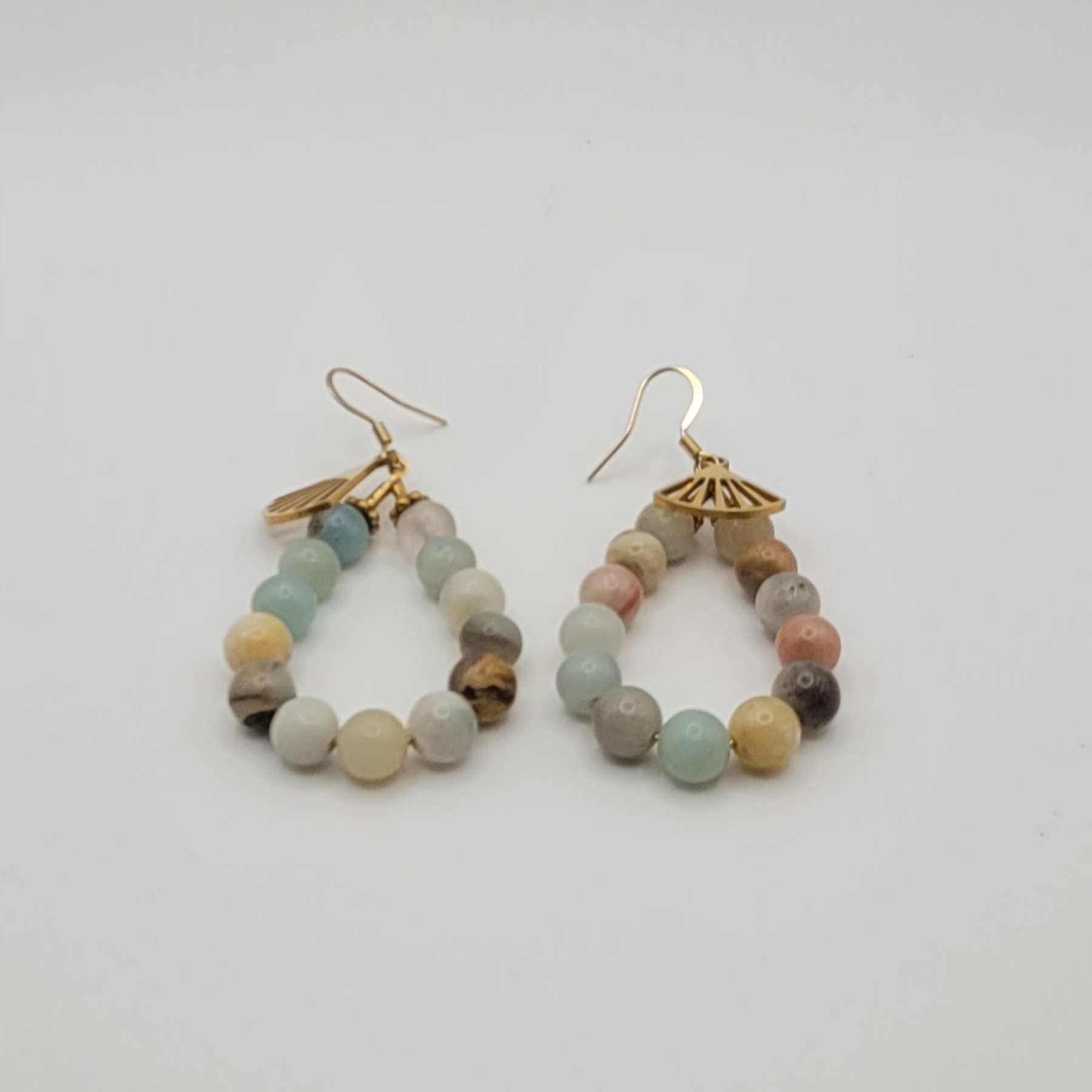 Boucles d’Oreilles Amazonite & Pendentif Doré – Harmonie et Douceur au Quotidien.