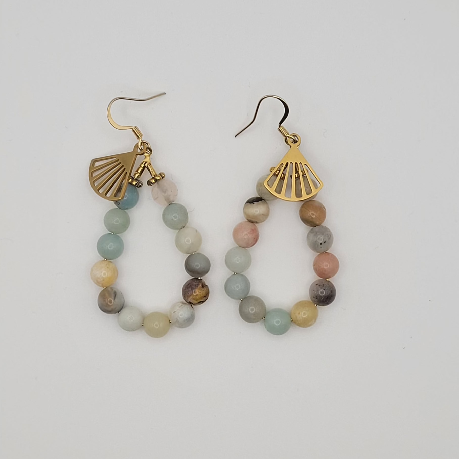 Boucles d’Oreilles Amazonite & Pendentif Doré – Harmonie et Douceur au Quotidien.