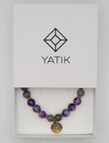 Bracelet Éveil Intuitif – Labradorite & Améthyste et Fleur de Lotus.