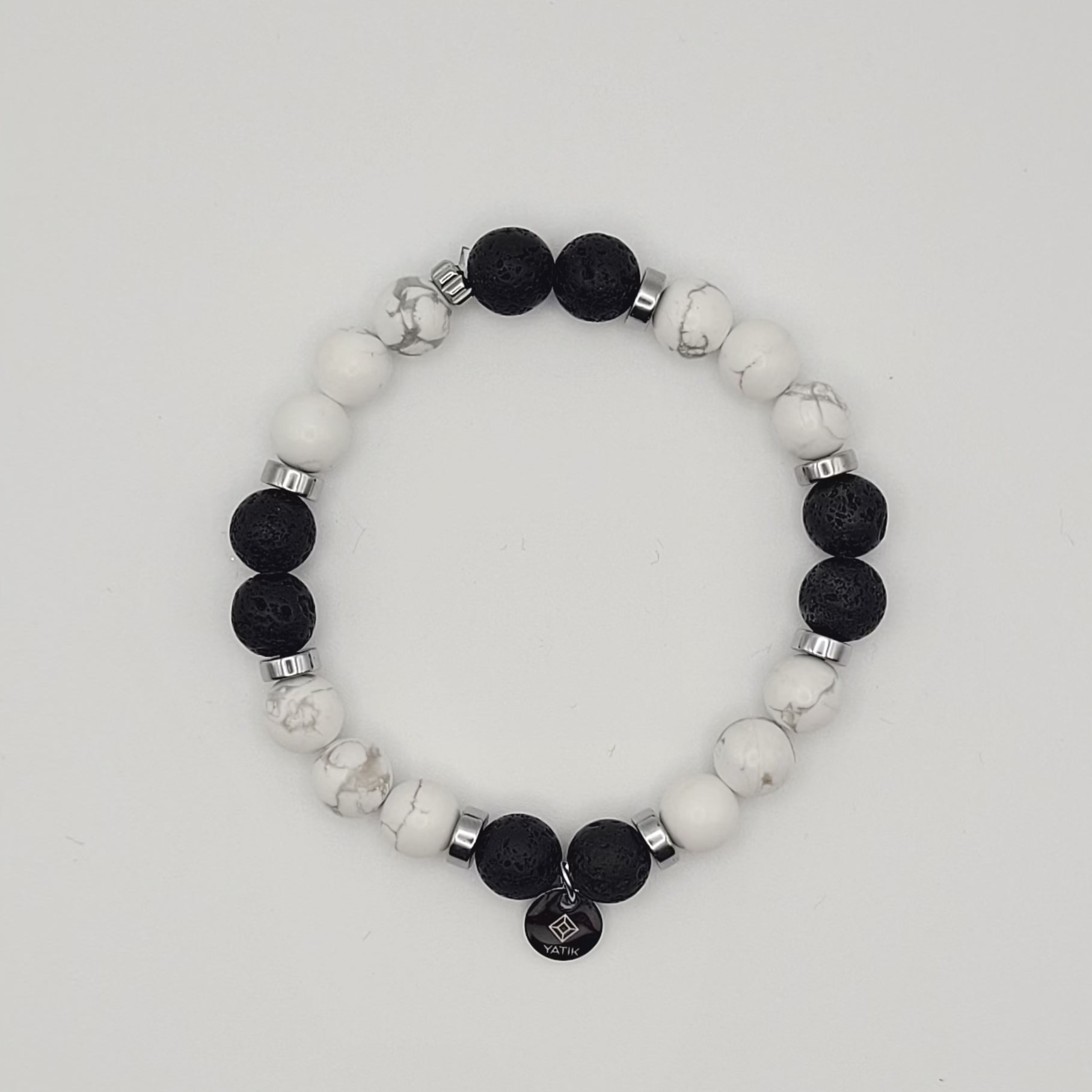 Bracelet Calme et Ancrage – Howlite & Pierre de Lave.