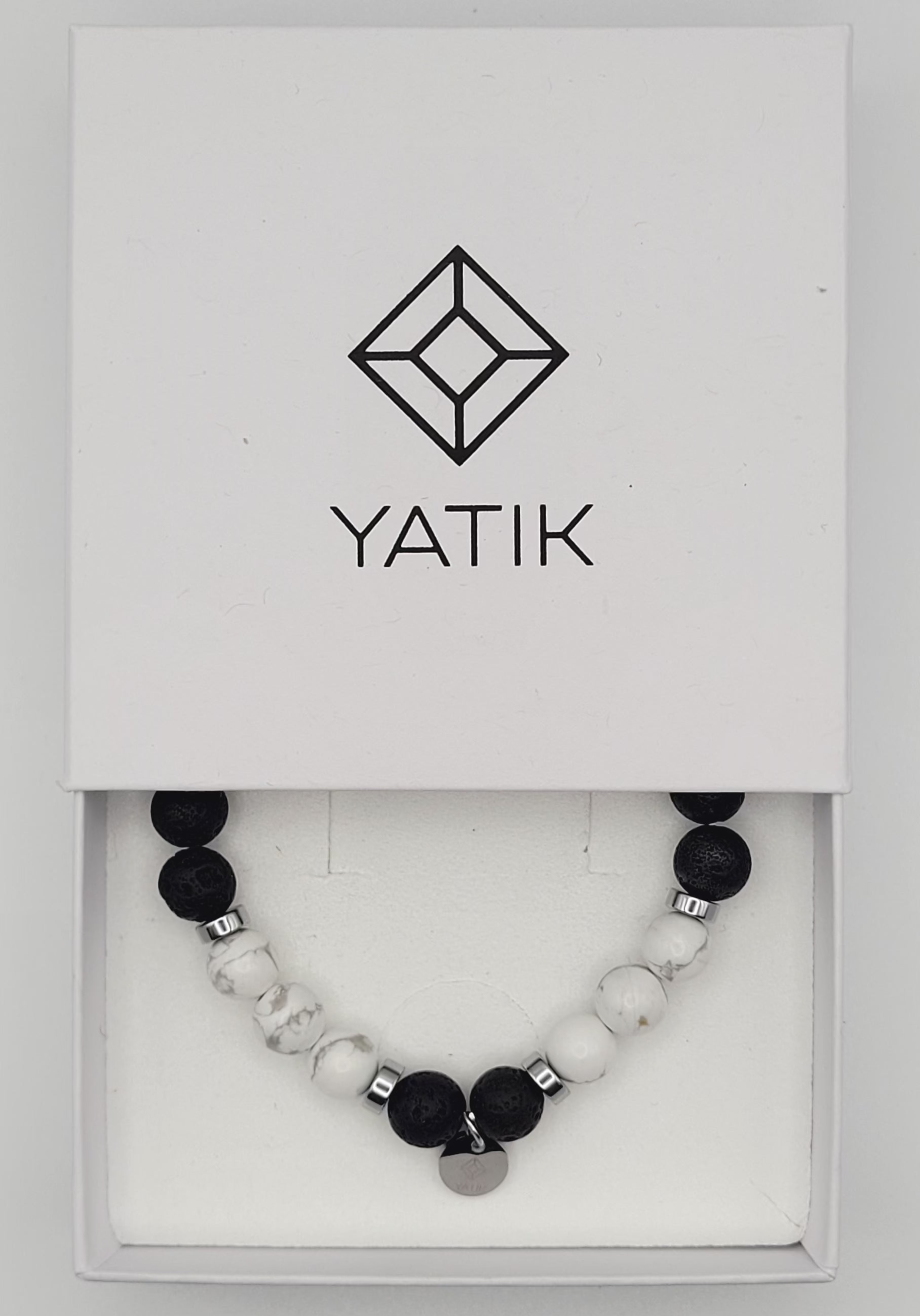 Bracelet Calme et Ancrage – Howlite & Pierre de Lave.