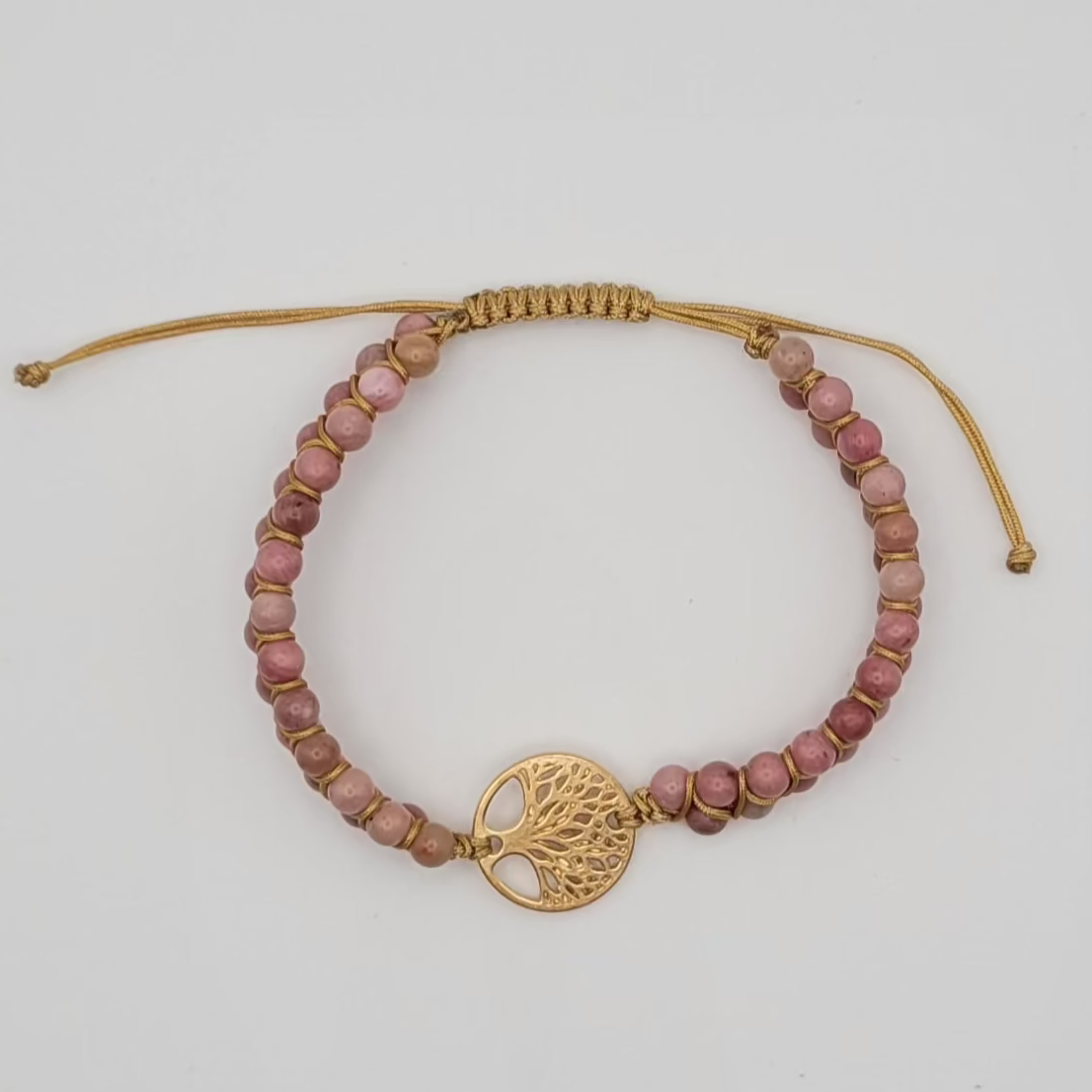 Bracelet Équilibre & Protection – Rhodonite & Arbre de Vie.
