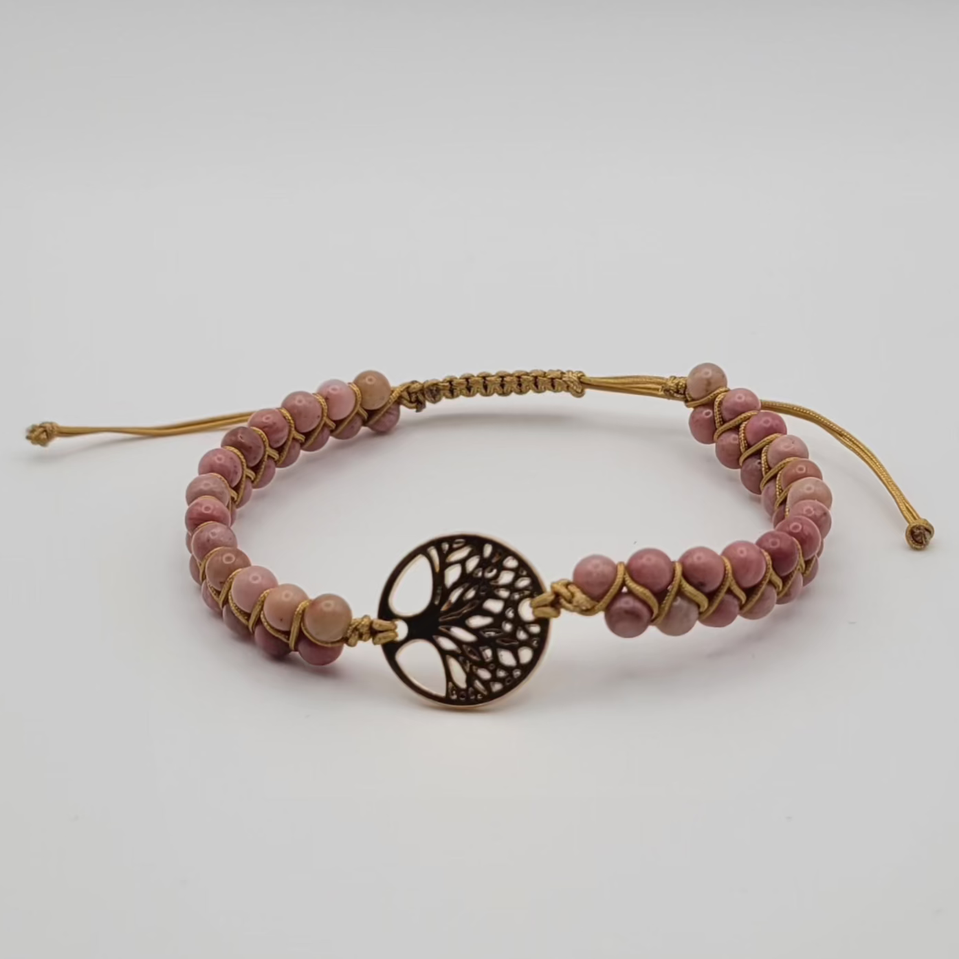 Bracelet Équilibre & Protection – Rhodonite & Arbre de Vie.