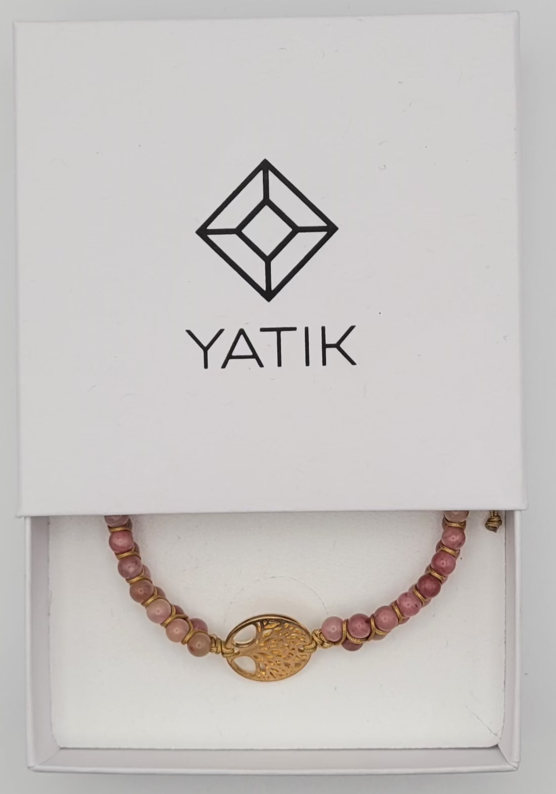 Bracelet Équilibre & Protection – Rhodonite & Arbre de Vie.