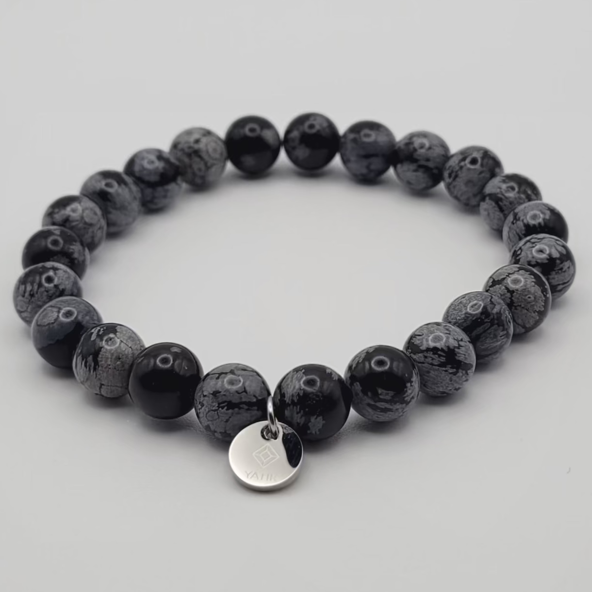 Bracelet Bouclier d’Ombre – Obsidienne flocons de neige.