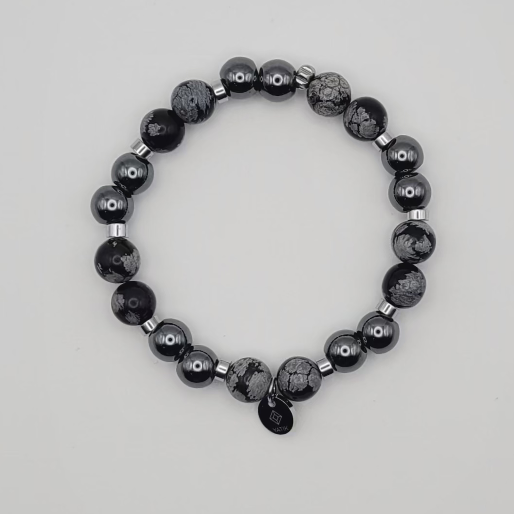 Bracelet Protection & Force – Obsidienne & Hématite