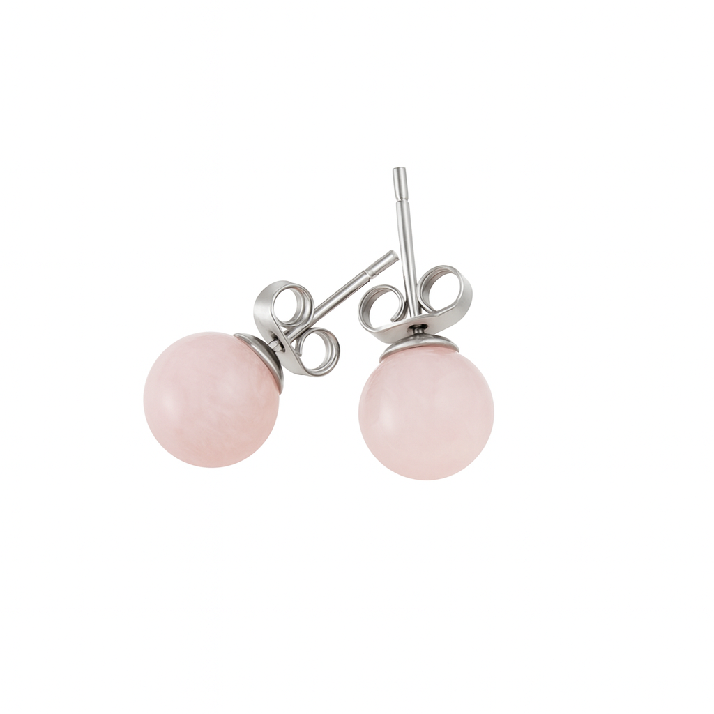 Boucles d’oreilles en Quartz rose 8 mm