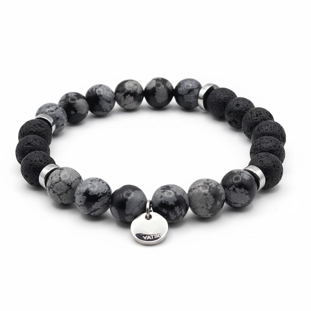 Bracelet Ancrage & Protection – Obsidienne & Pierre de Lave