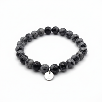 Bracelet Bouclier d’Ombre – Obsidienne flocons de neige