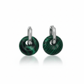 Boucles Créoles Argentées – Donut Malachite 18 mm – Boucles d'oreilles créoles | Yatik
