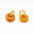 Boucles Créoles Dorées – Donut Jade Jaune 18 mm – | Yatik