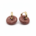 Boucles Créoles Dorées – Donut Jaspe Rouge 18 mm – Boucles d'oreilles créoles | Yatik