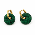 Boucles Créoles Dorées – Donut Malachite 18 mm – Boucles d'oreilles créoles | Yatik