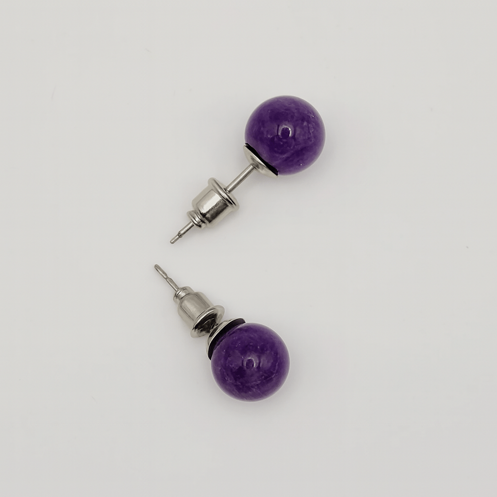 Boucles d’oreilles Améthyste – Pierre 8 mm – | Yatik