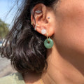 Boucles d’oreilles créoles dorées – Donut Aventurine verte 18 mm – | Yatik