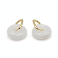 Boucles d’oreilles créoles dorées – Donut Jade Blanche 18 mm – | Yatik