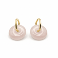 Boucles d’oreilles créoles dorées – Donut Quartz Rose 18 mm – | Yatik