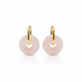 Boucles d’oreilles créoles dorées – Donut Quartz Rose 18 mm – | Yatik