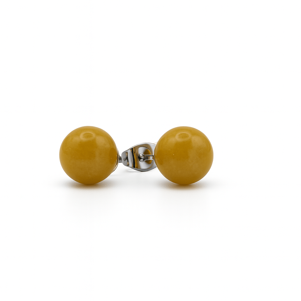 Boucles d’oreilles en Jade jaune 8 mm – | Yatik