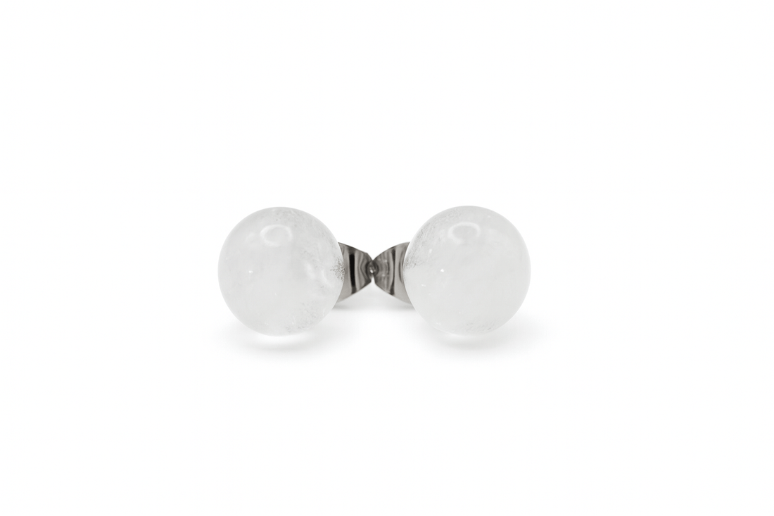Boucles d’oreilles en Quartz blanc 8 mm – | Yatik