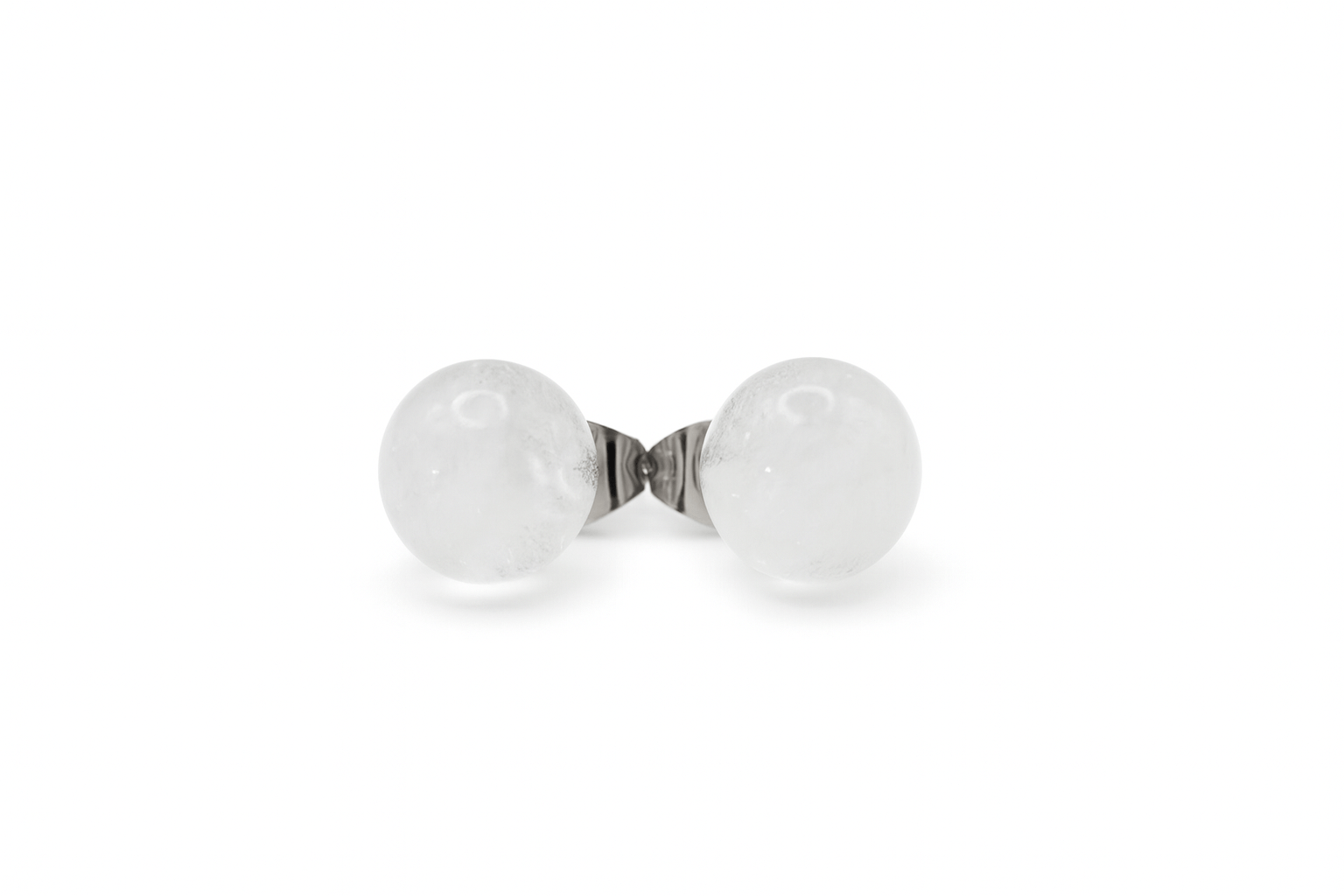 Boucles d’oreilles en Quartz blanc 8 mm – | Yatik