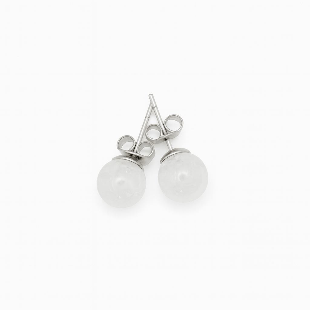 Boucles d’oreilles en Quartz blanc 8 mm – | Yatik