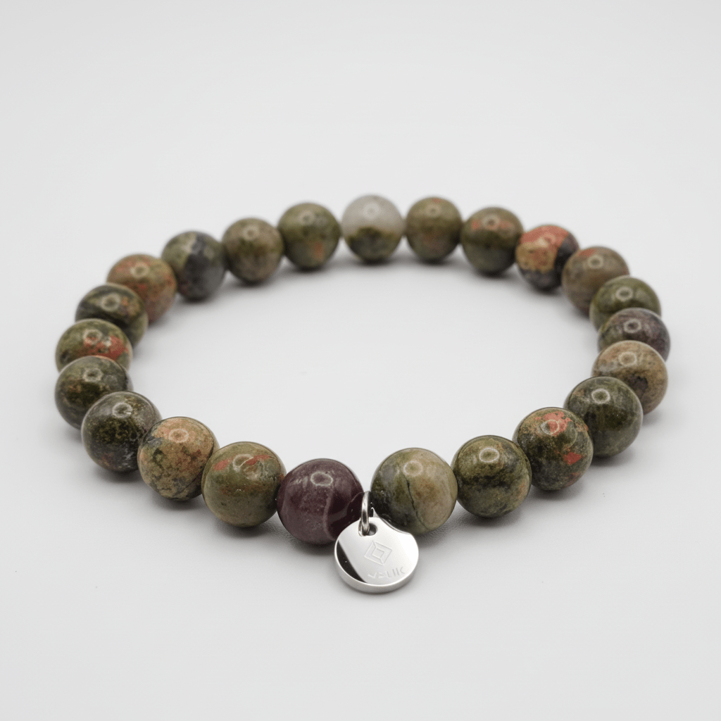 Bracelet Ancrage et Cœur – Unakite – | Yatik