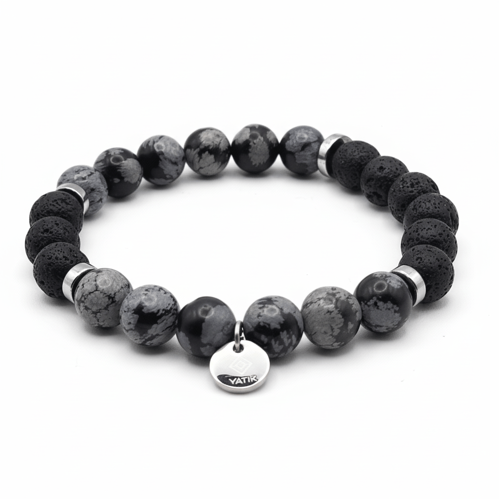 Bracelet Ancrage & Protection – Obsidienne & Pierre de Lave – | Yatik
