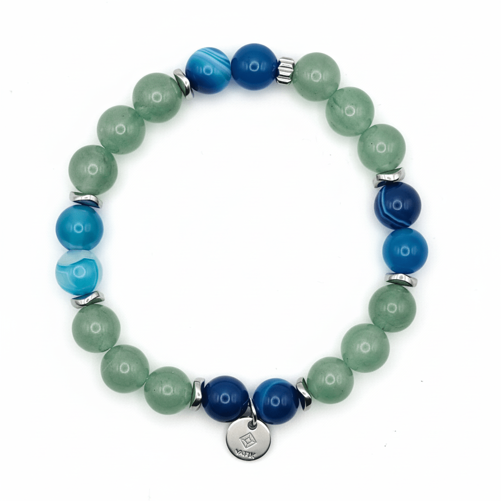 Bracelet Apaisement & Confiance – Aventurine & Agate Bleue – | Yatik