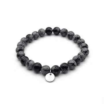 Bracelet Bouclier d’Ombre – Obsidienne flocons de neige – | Yatik
