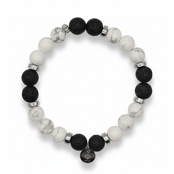 Bracelet Calme et Ancrage – Howlite & Pierre de Lave – | Yatik