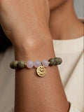 Bracelet Guérison du Cœur – Unakite & Quartz Rose Pendentif Fleur de Lotus – | Yatik