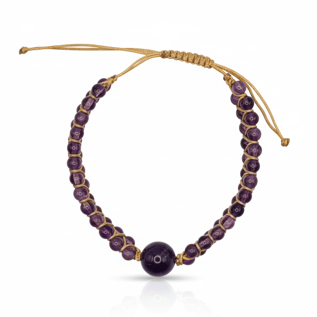 Bracelet Harmonie Spirituelle – Améthyste Shamballa Tressé – | Yatik