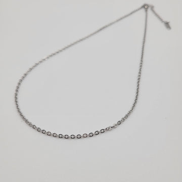 Chaine en Acier Inoxydable Argentée 40 cm + 5 cm rallonge – | Yatik