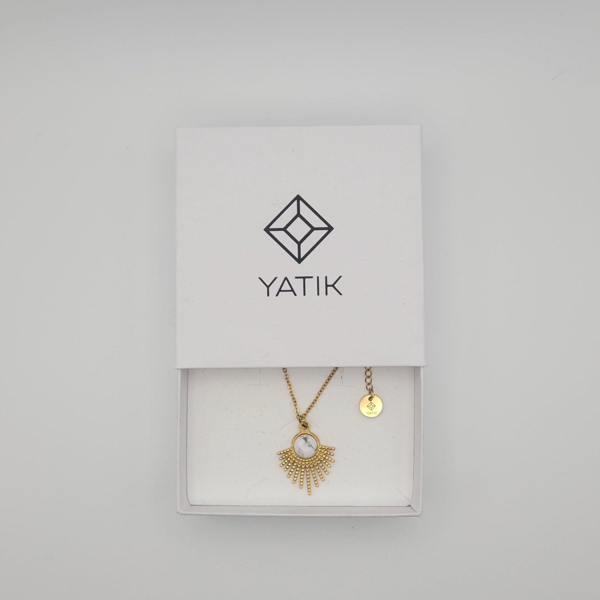 Collier Pendentif Howlite Blanche – | Yatik