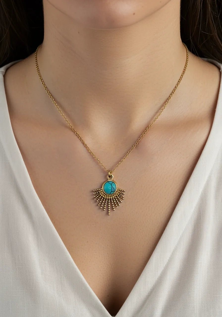 Collier Pendentif Turquoise Bleue – | Yatik